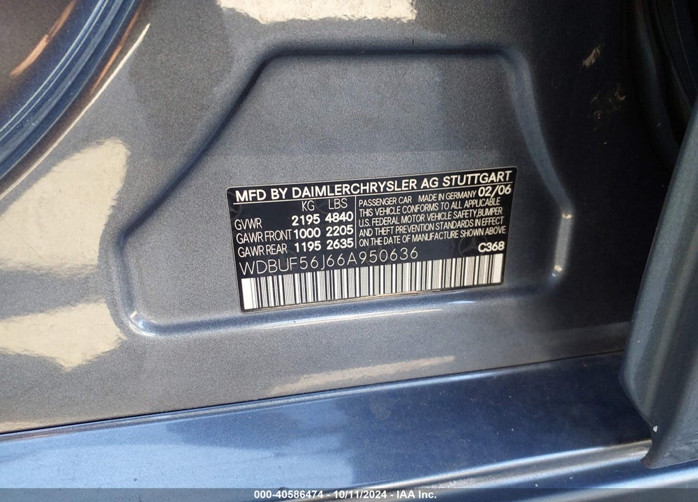 2006 MERCEDES-BENZ E 350 VIN: WDBUF56J66A950636