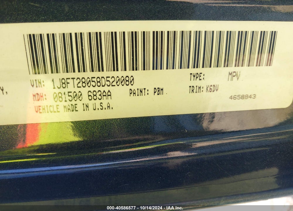 2008 JEEP PATRIOT SPORT VIN: 1J8FT28058D520080