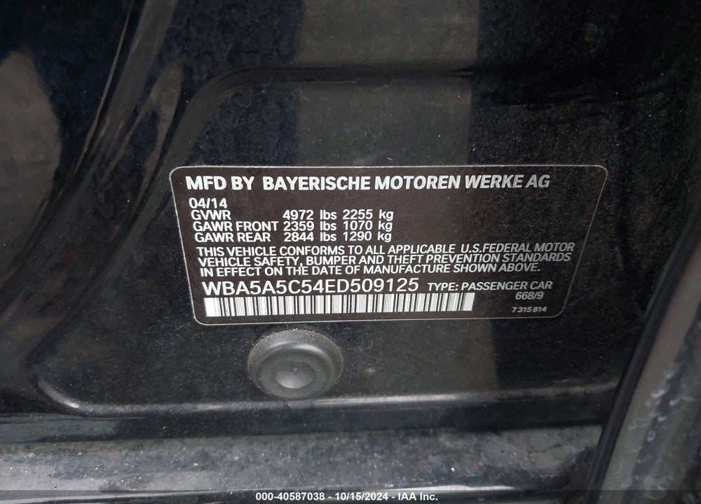 2014 BMW 528I VIN: WBA5A5C54ED509125