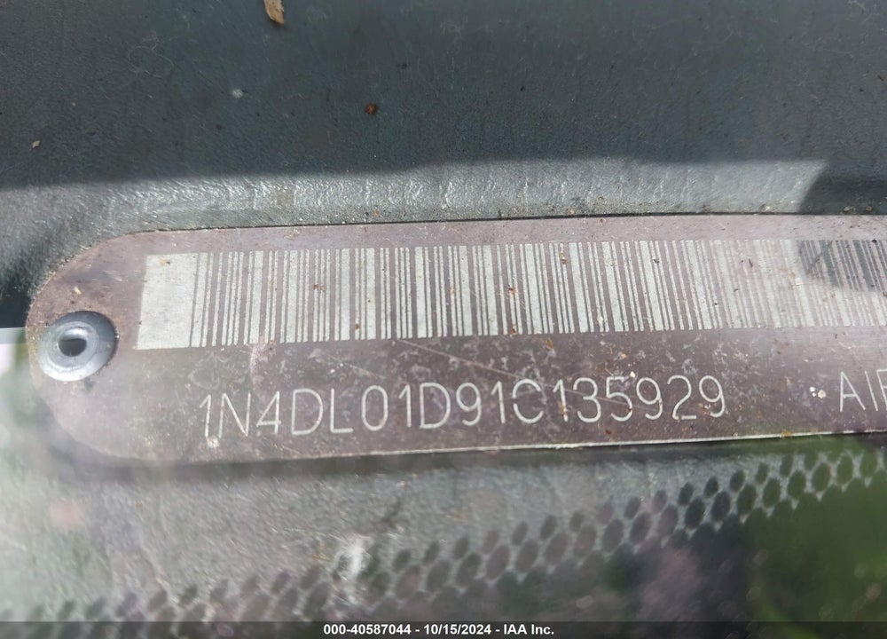 2001 NISSAN ALTIMA GXE VIN: 1N4DL01D91C135929