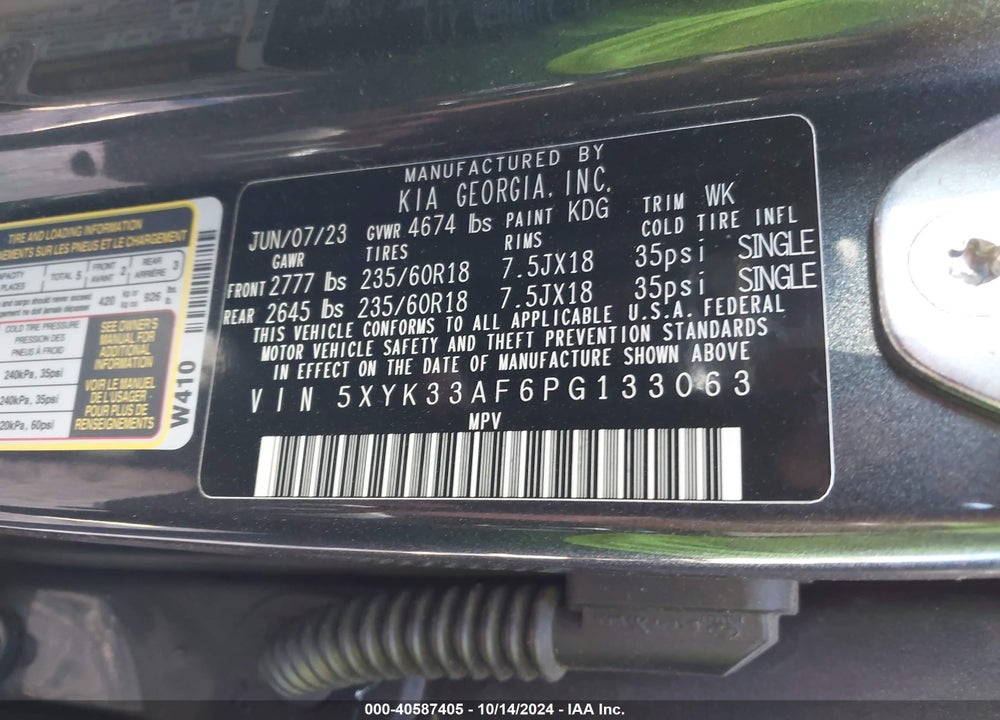 2023 KIA SPORTAGE EX VIN: 5XYK33AF6PG133063