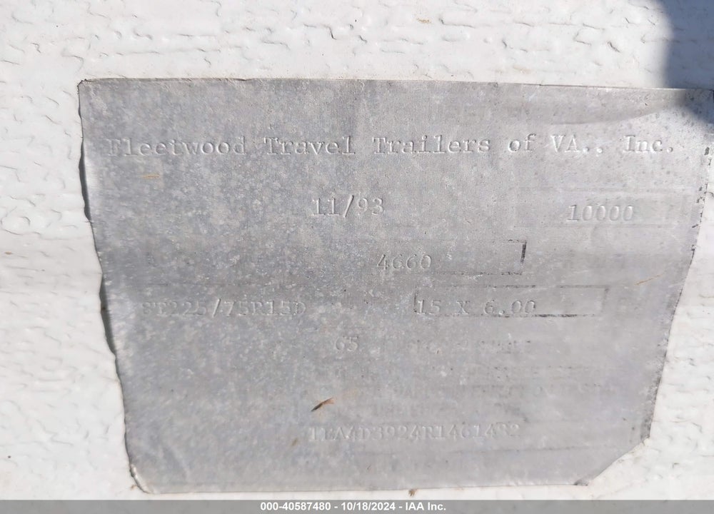 1994 TERRY UNKNOWN VIN: 1EA4D3924R1461482