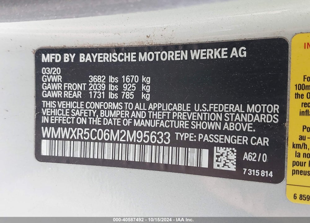 2021 MINI HARDTOP COOPER S VIN: WMWXR5C06M2M95633