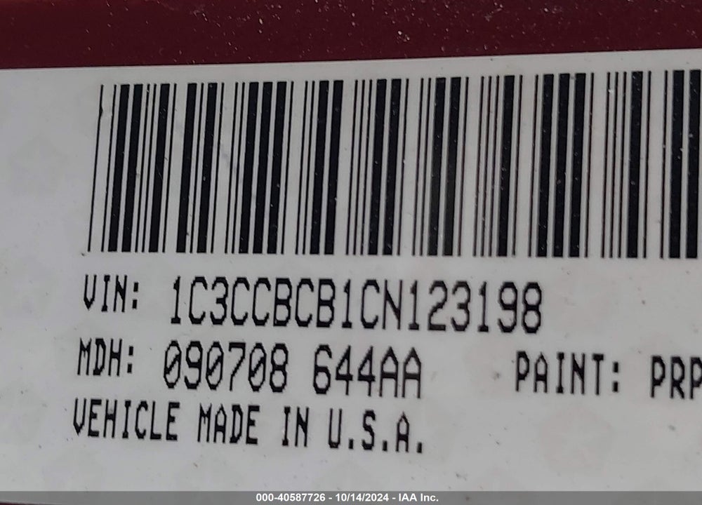 2012 CHRYSLER 200 LIMITED VIN: 1C3CCBCB1CN123198