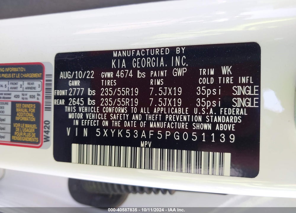 2023 KIA SPORTAGE SX PRESTIGE VIN: 5XYK53AF5PG051139