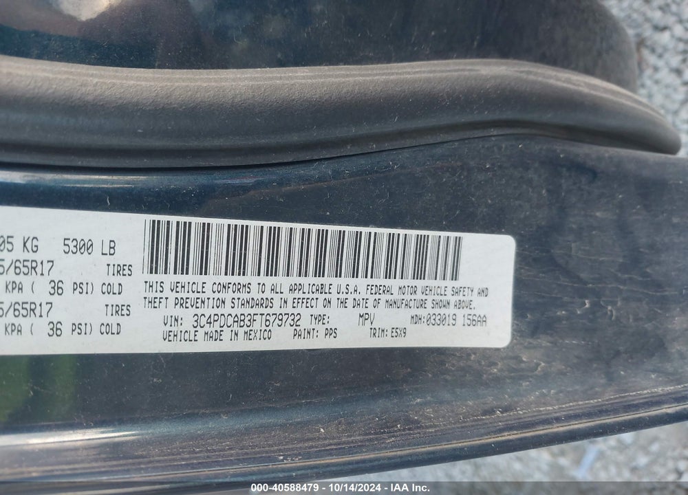 2015 DODGE JOURNEY AMERICAN VALUE PKG VIN: 3C4PDCAB3FT679732