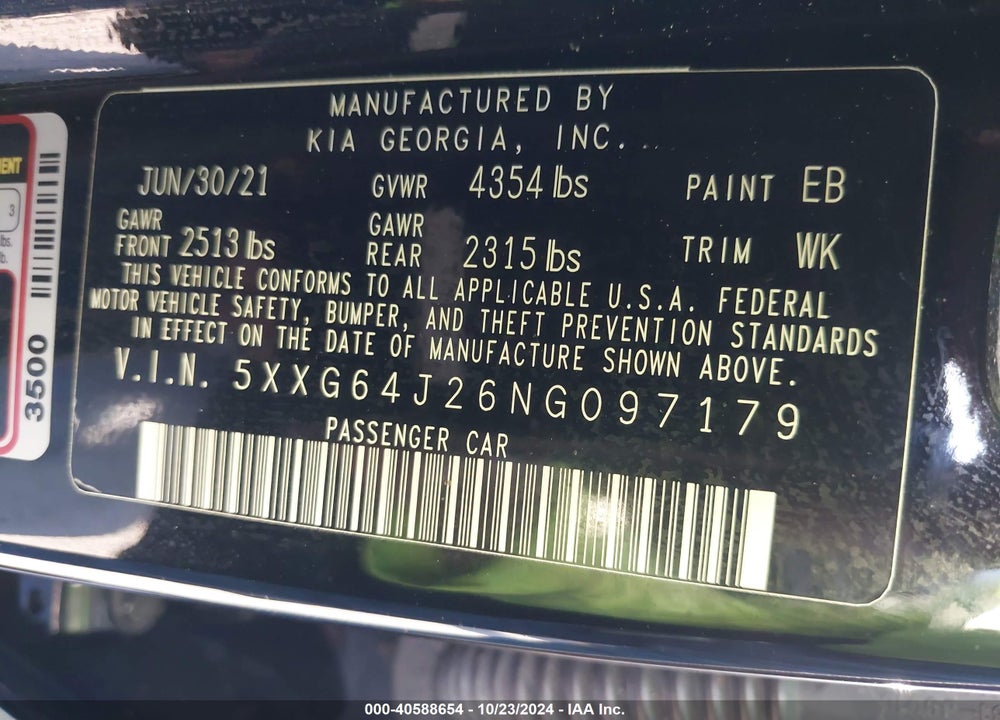 2022 KIA K5 GT LINE VIN: 5XXG64J26NG097179