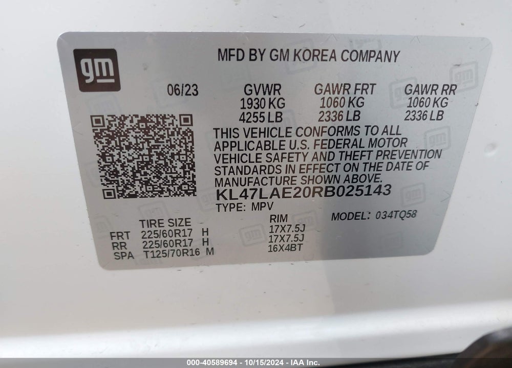 2024 BUICK ENVISTA PREFERRED FWD VIN: KL47LAE20RB025143