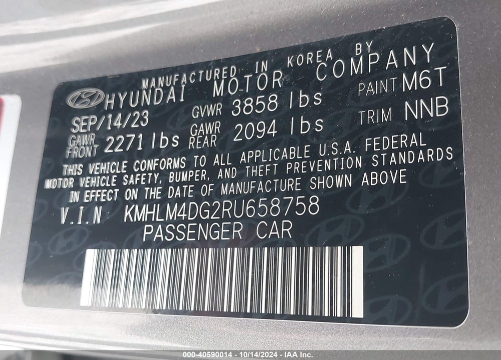 2024 HYUNDAI ELANTRA SEL VIN: KMHLM4DG2RU658758