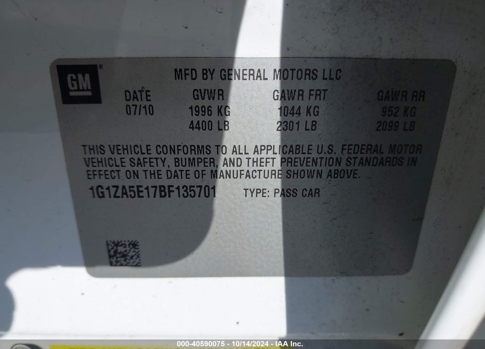 2011 CHEVROLET MALIBU LS VIN: 1G1ZA5E17BF135701