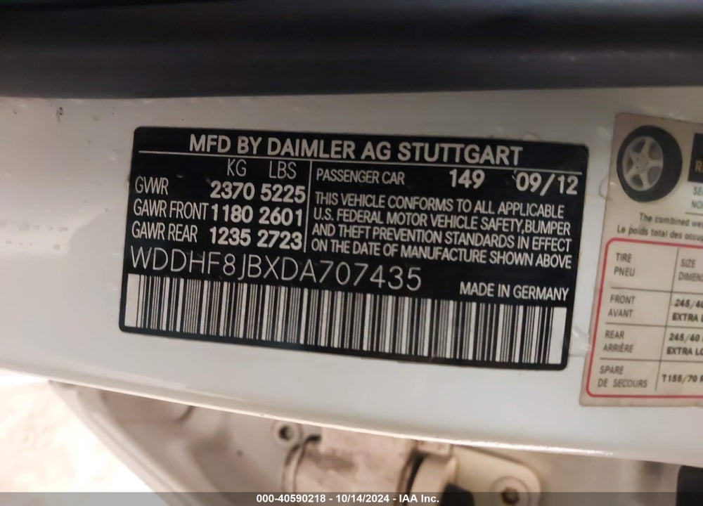 2013 MERCEDES-BENZ E 350 4MATIC VIN: WDDHF8JBXDA707435