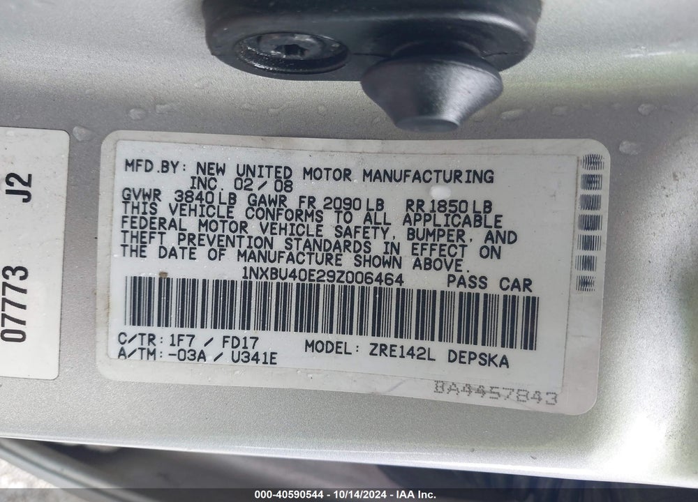 2009 TOYOTA COROLLA S VIN: 1NXBU40E29Z006464