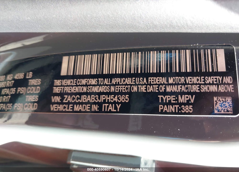 2018 JEEP RENEGADE UPLAND EDITION 4X4 VIN: ZACCJBAB3JPH54365