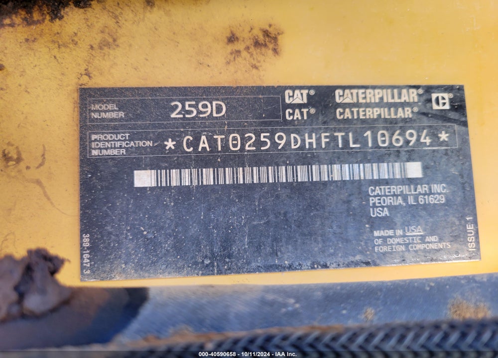 2017 CATERPILLAR 259D VIN: CAT0259DHFTL10694