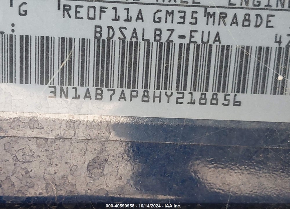 2017 NISSAN SENTRA S VIN: 3N1AB7AP8HY218856