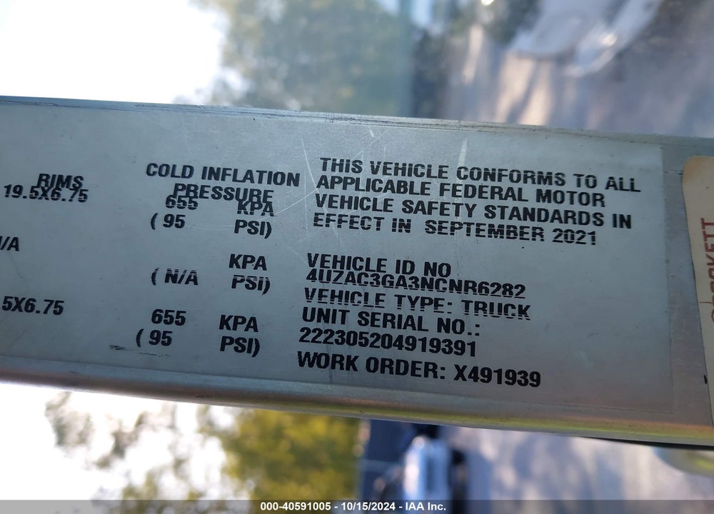 2022 FREIGHTLINER MT55G VIN: 4UZAC3GA3NCNR6282