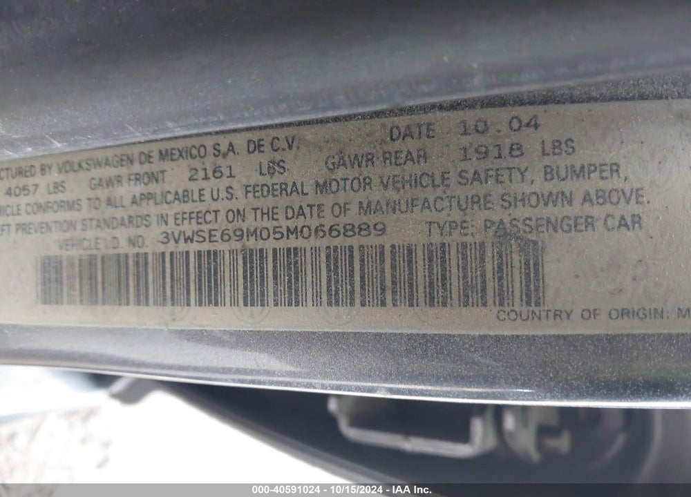 2005 VOLKSWAGEN JETTA GLI 1.8T VIN: 3VWSE69M05M066889