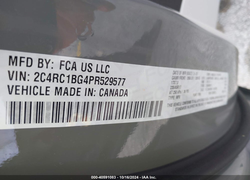 2023 CHRYSLER PACIFICA TOURING L VIN: 2C4RC1BG4PR529577