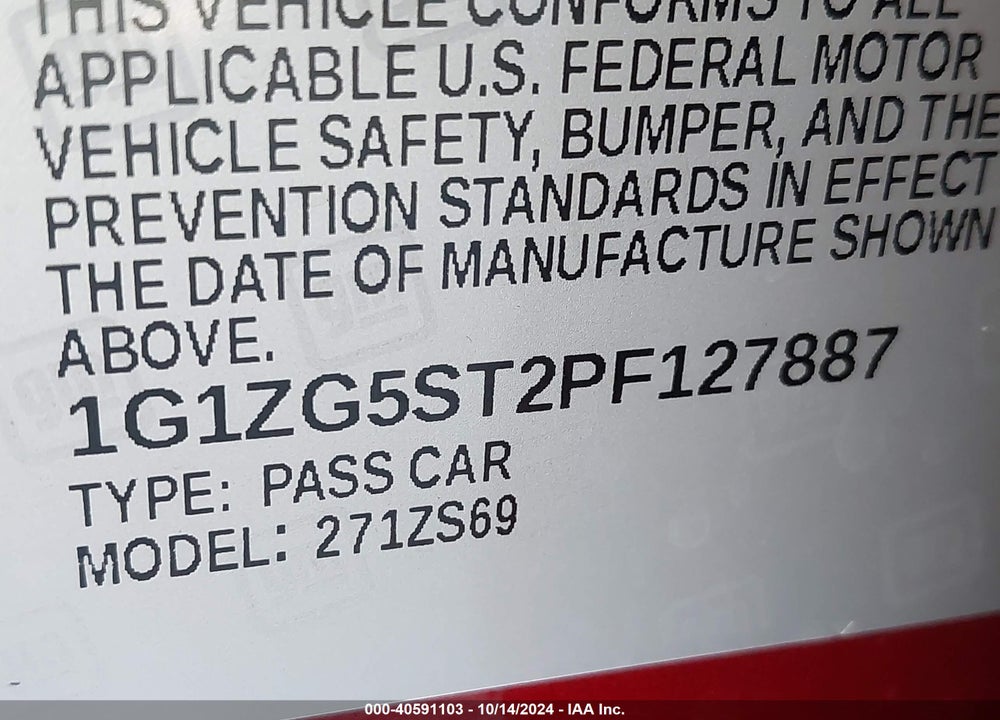 2023 CHEVROLET MALIBU FWD RS VIN: 1G1ZG5ST2PF127887