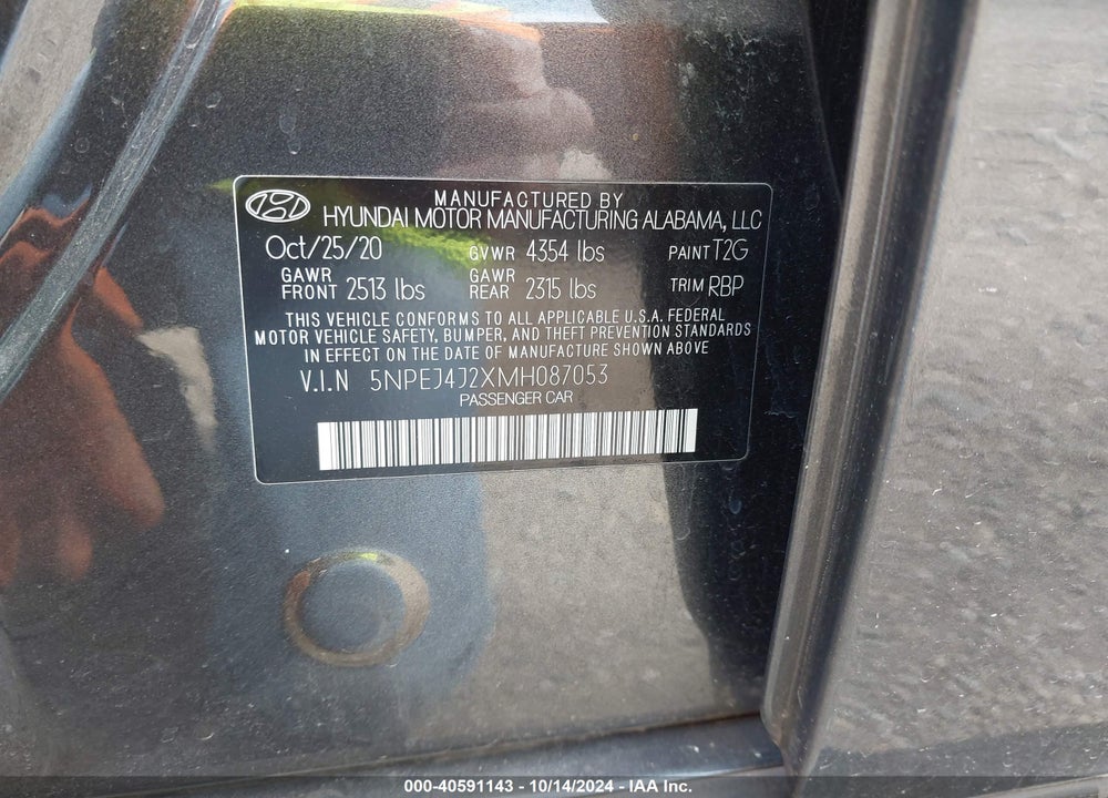 2021 HYUNDAI SONATA SEL PLUS VIN: 5NPEJ4J2XMH087053