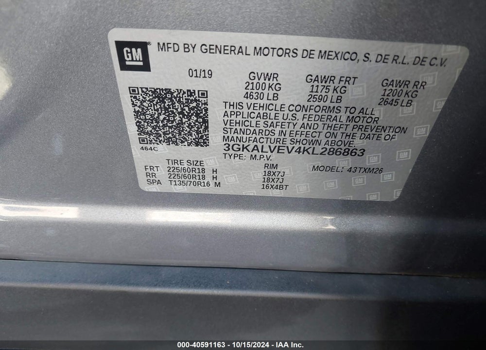2019 GMC TERRAIN SLT VIN: 3GKALVEV4KL286863