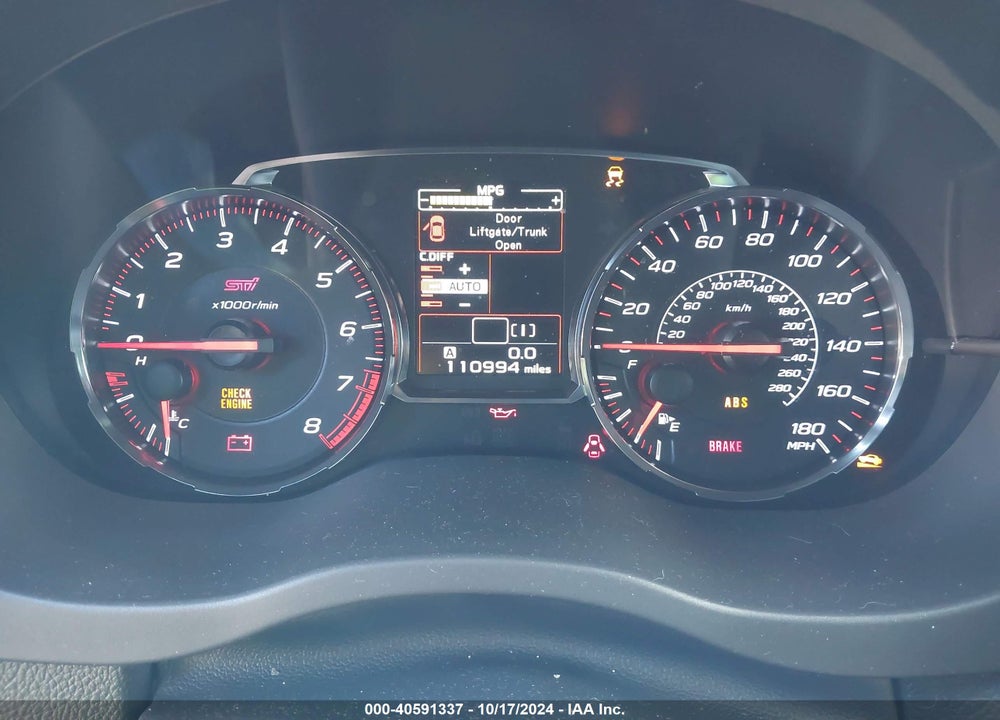 2019 SUBARU WRX STI LIMITED VIN: JF1VA2Y68K9831015