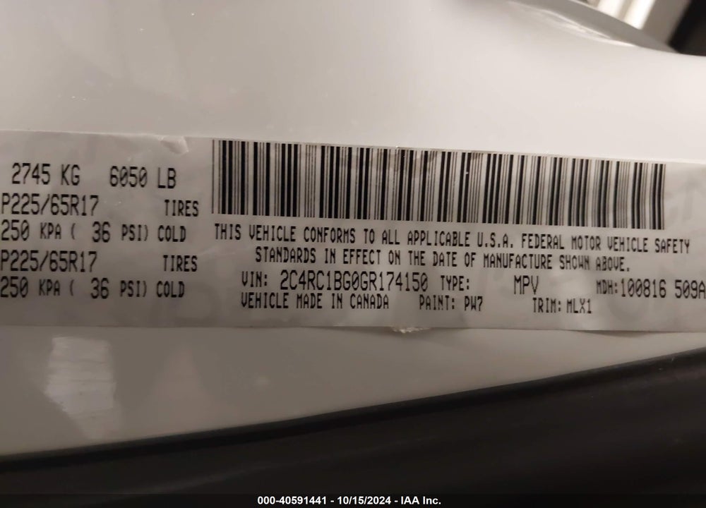 2016 CHRYSLER TOWN & COUNTRY TOURING VIN: 2C4RC1BG0GR174150