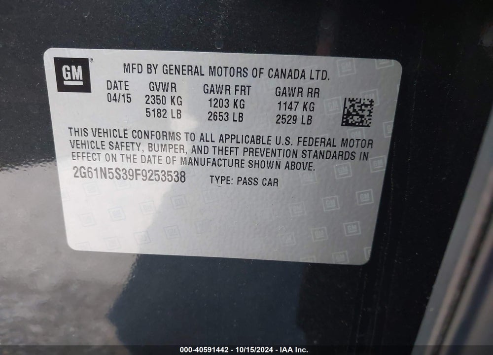 2015 CADILLAC XTS LUXURY VIN: 2G61N5S39F9253538