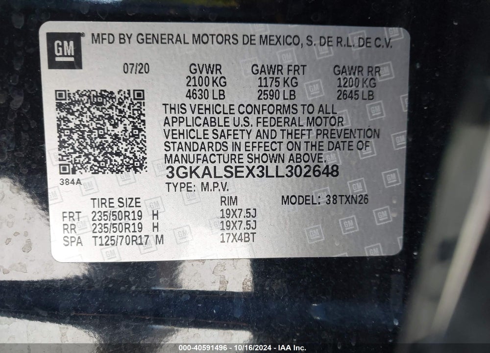 2020 GMC TERRAIN FWD DENALI VIN: 3GKALSEX3LL302648
