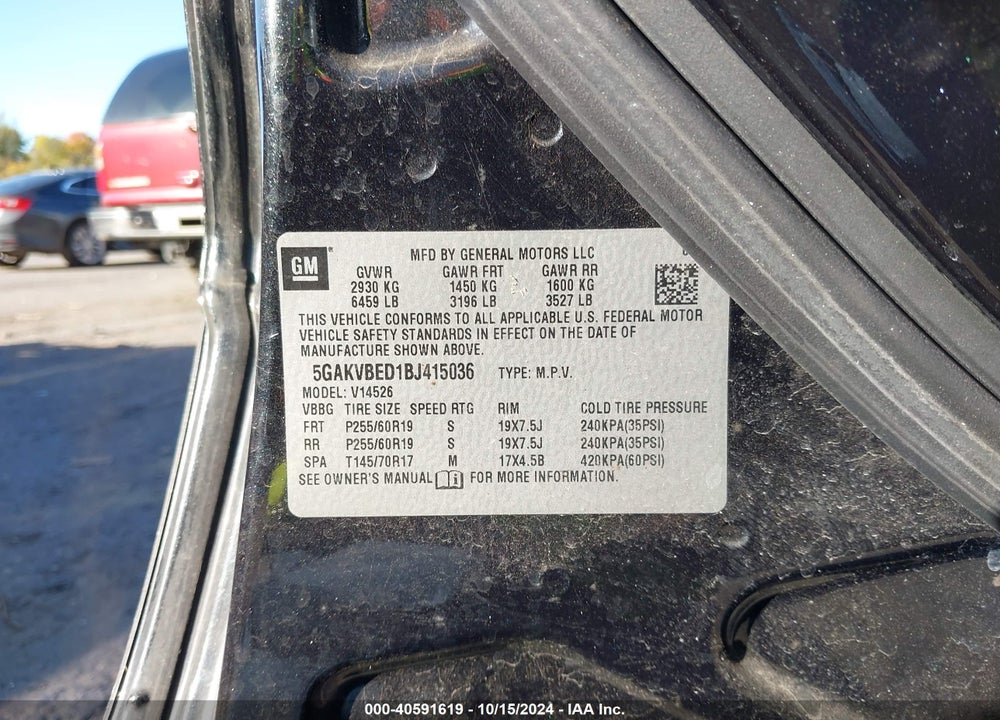 2011 BUICK ENCLAVE 1XL VIN: 5GAKVBED1BJ415036