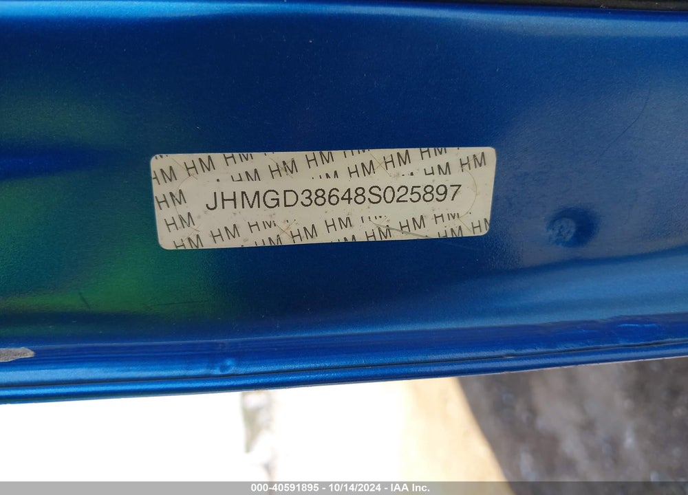 2008 HONDA FIT SPORT VIN: JHMGD38648S025897