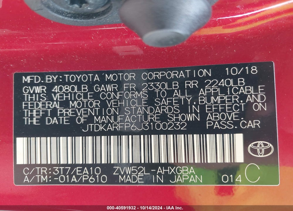 2018 TOYOTA PRIUS PRIME PREMIUM VIN: JTDKARFP6J3100232