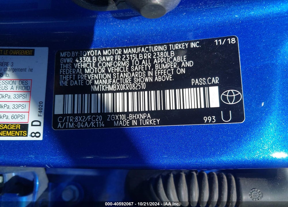 2019 TOYOTA C-HR LE VIN: NMTKHMBX0KR082510