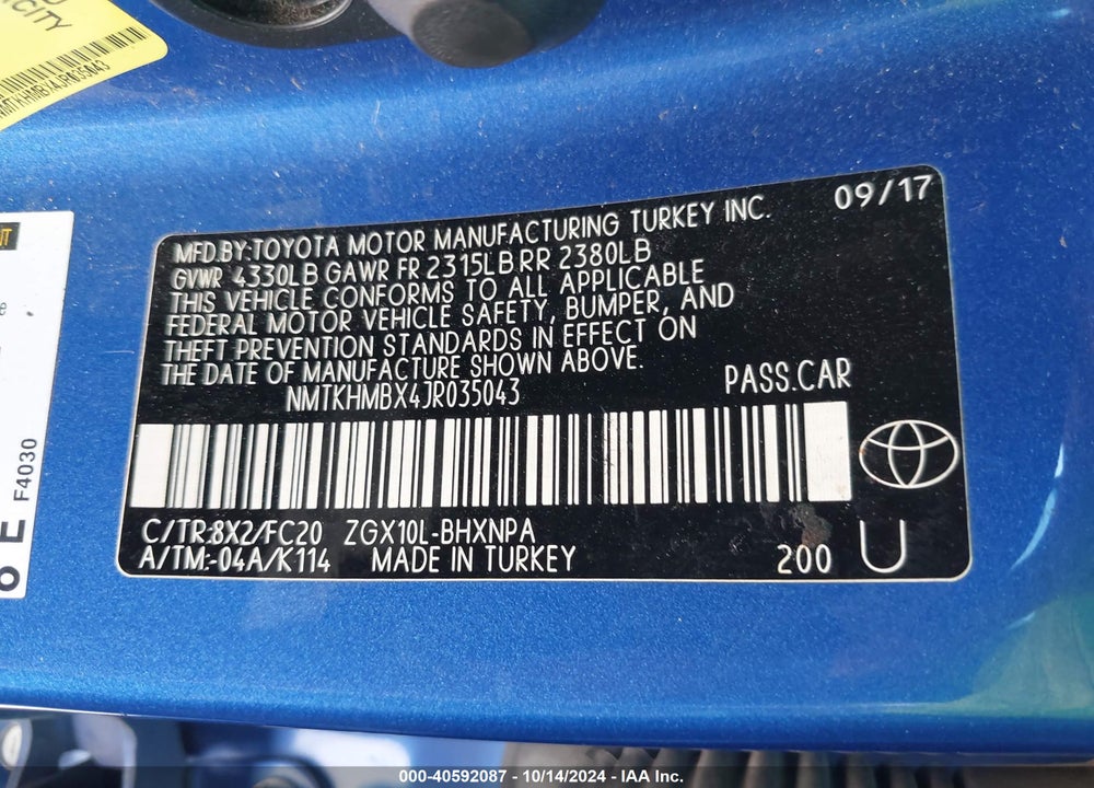 2018 TOYOTA C-HR XLE VIN: NMTKHMBX4JR035043