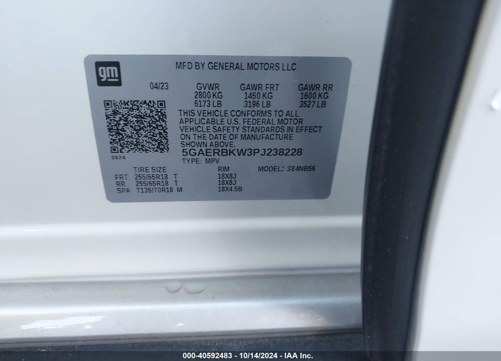 2023 BUICK ENCLAVE ESSENCE FWD VIN: 5GAERBKW3PJ238228