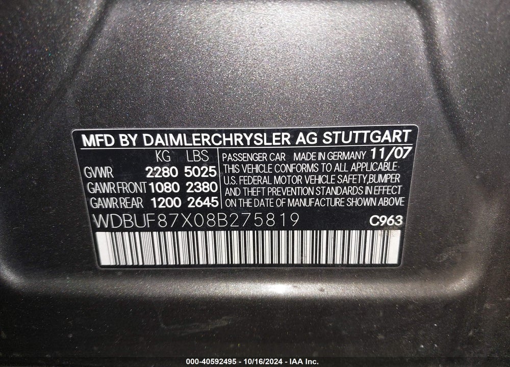 2008 MERCEDES-BENZ E 350 4MATIC VIN: WDBUF87X08B275819