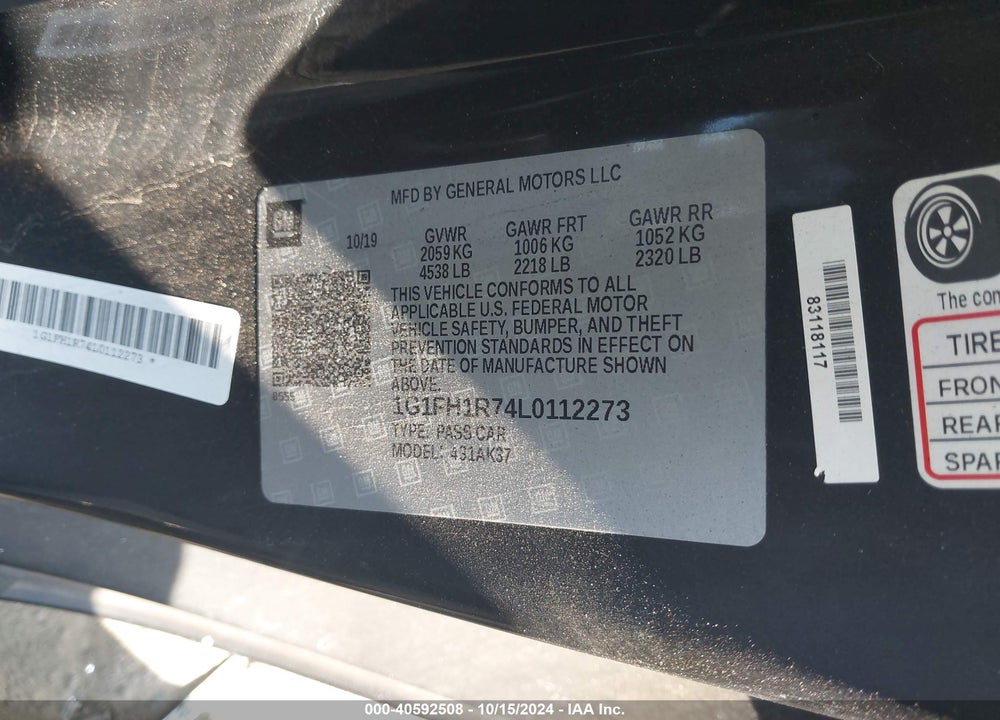 2020 CHEVROLET CAMARO RWD 2SS VIN: 1G1FH1R74L0112273