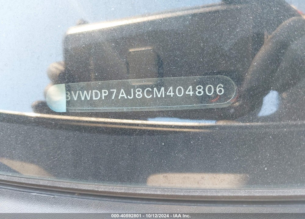 2012 VOLKSWAGEN JETTA 2.5L SE VIN: 3VWDP7AJ8CM404806