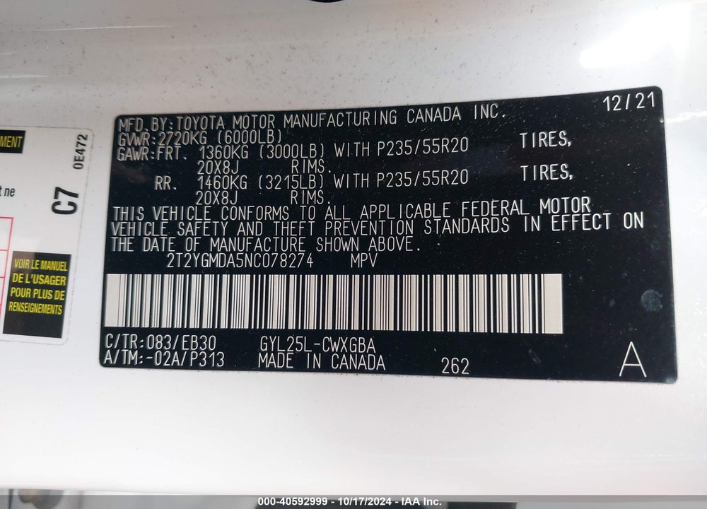 2022 LEXUS RX 450H F SPORT HANDLING VIN: 2T2YGMDA5NC078274