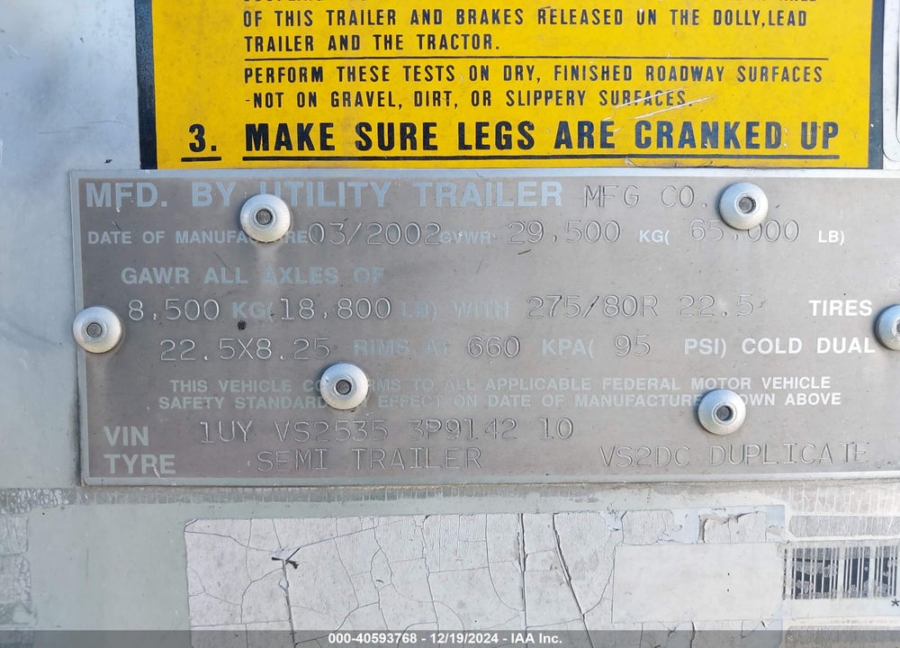 2003 UTILITY TRAILER MFG --- VIN: 1UYVS25353P914210