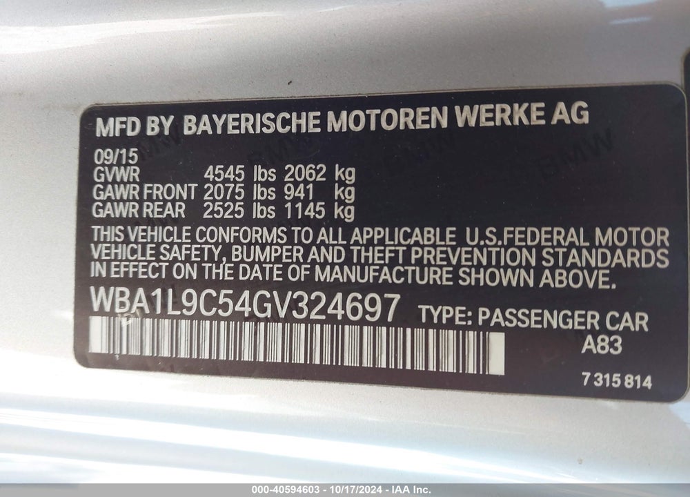 2016 BMW 228I XDRIVE VIN: WBA1L9C54GV324697