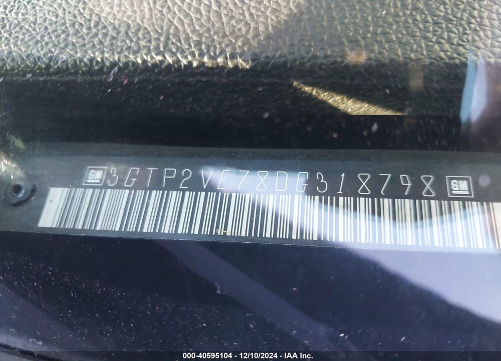 2013 GMC SIERRA 1500 VIN: 3GTP2VE78DG318798