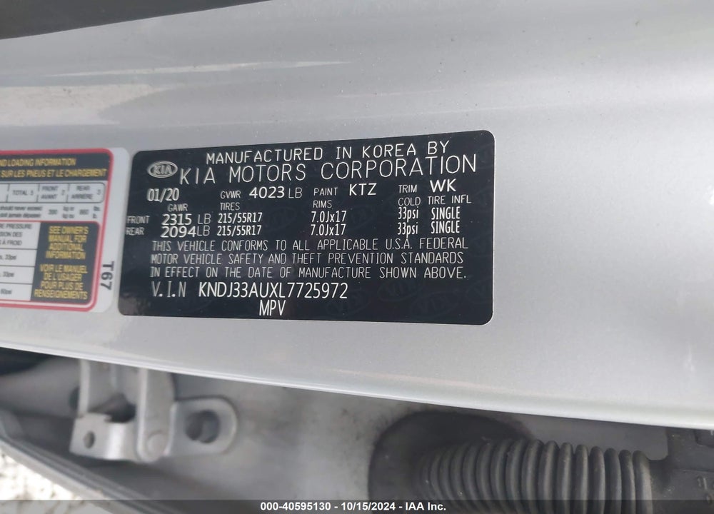 2020 KIA SOUL VIN: KNDJ33AUXL7725972