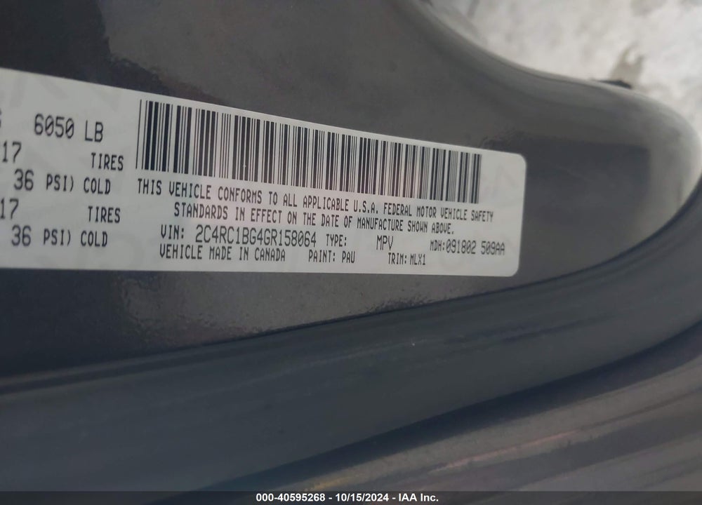 2016 CHRYSLER TOWN & COUNTRY TOURING VIN: 2C4RC1BG4GR158064