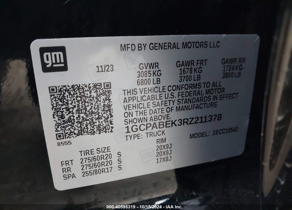 2024 CHEVROLET SILVERADO VIN: 1GCPABEK3RZ211378