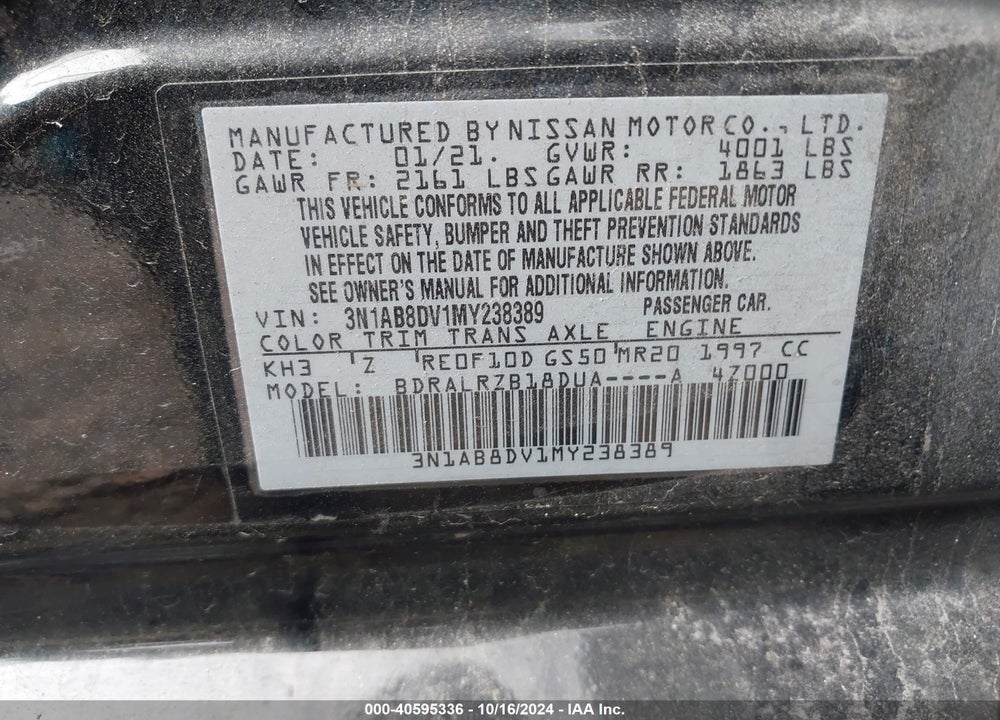 2021 NISSAN SENTRA SR XTRONIC CVT VIN: 3N1AB8DV1MY238389