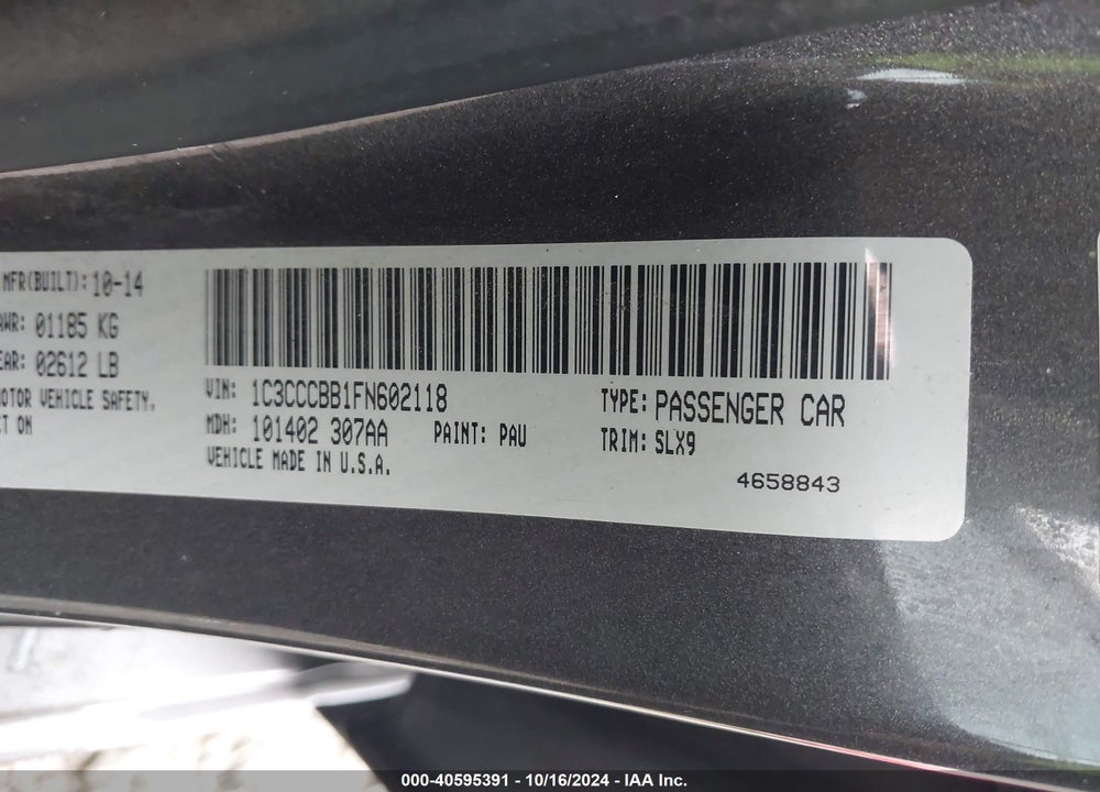 2015 CHRYSLER 200 S VIN: 1C3CCCBB1FN602118