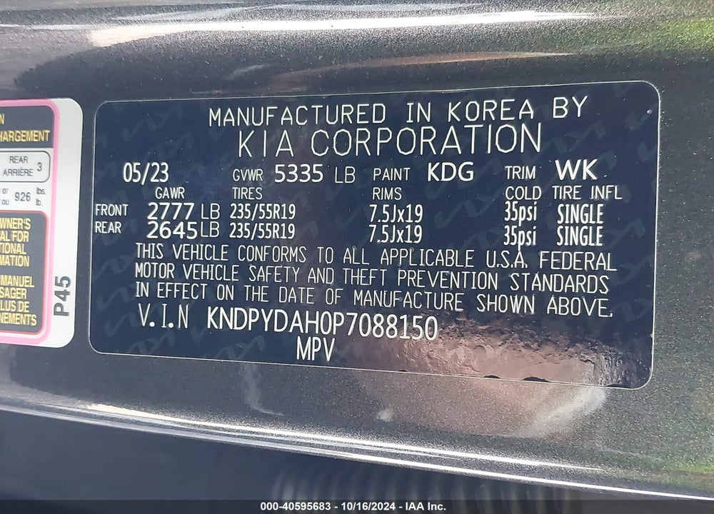 2023 KIA SPORTAGE PLUG-IN HYBRID X-LINE VIN: KNDPYDAH0P7088150