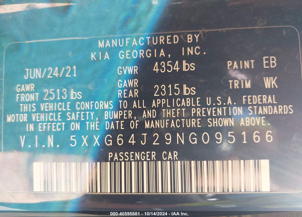 2022 KIA K5 GT LINE VIN: 5XXG64J29NG095166