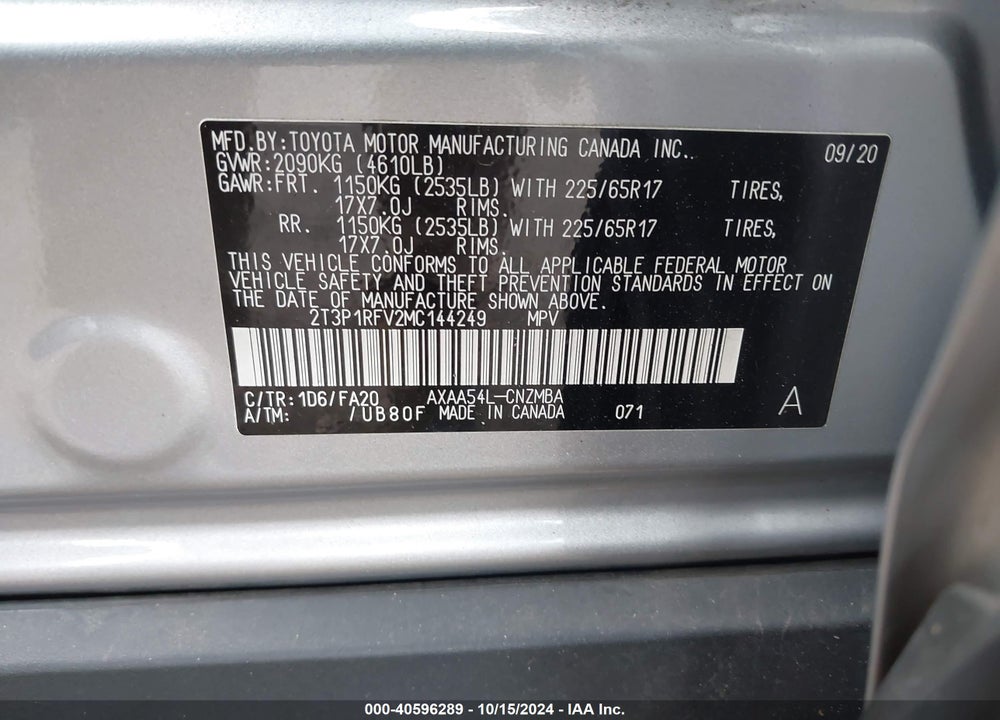 2021 TOYOTA RAV4 XLE VIN: 2T3P1RFV2MC144249